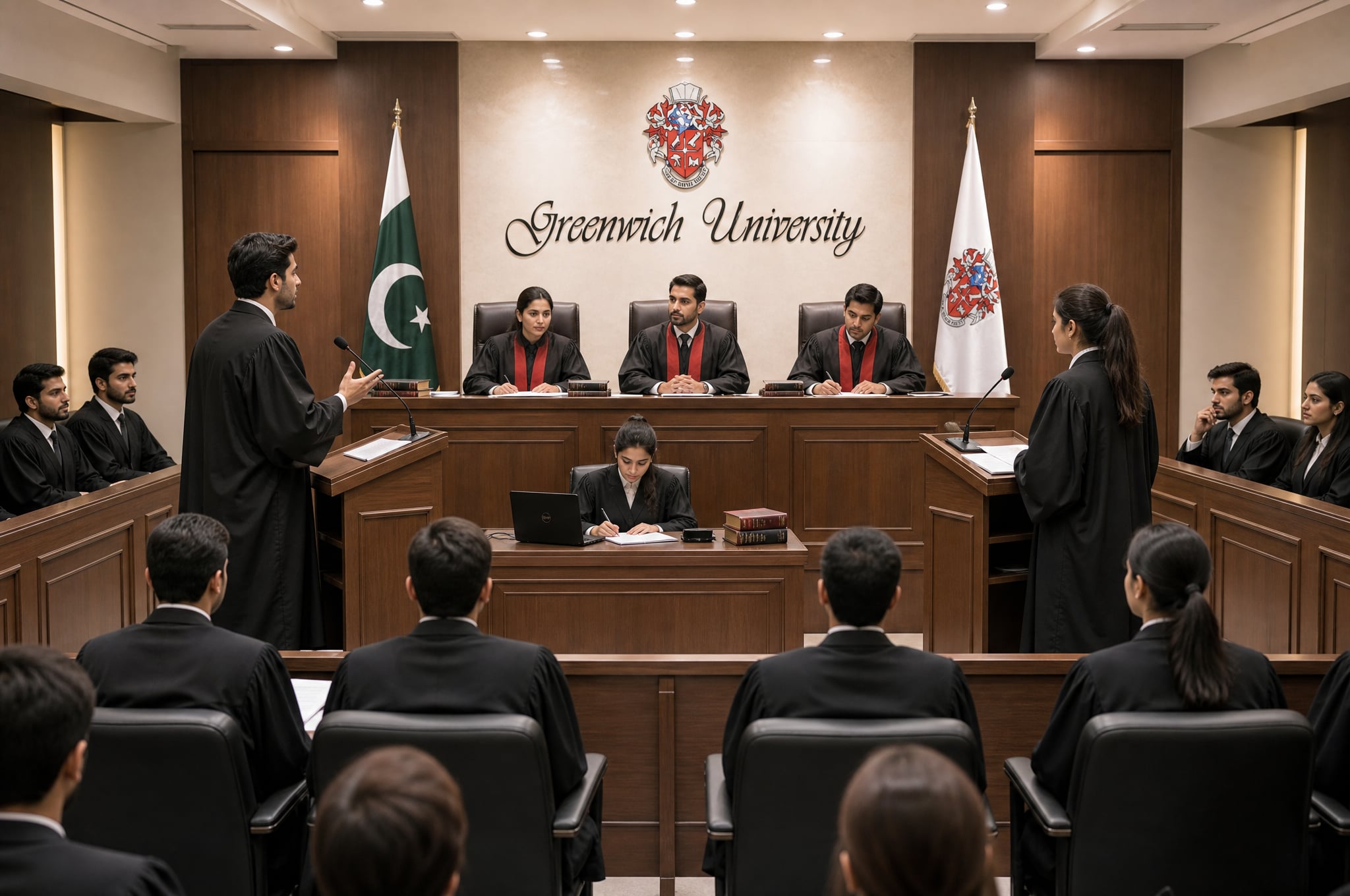 Moot court at School of Law, Greenwich University Karachi