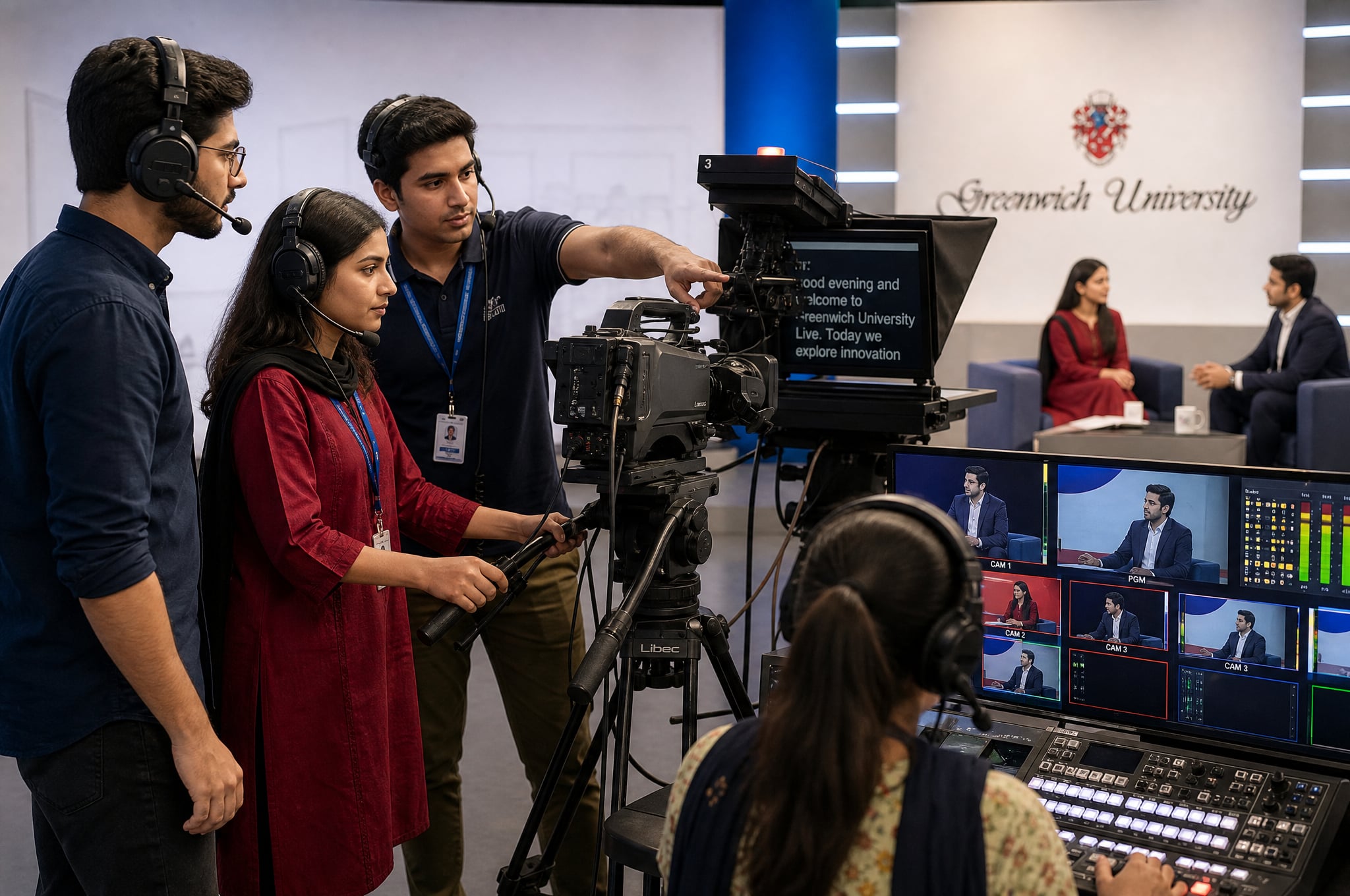 ARY 3-summer media traineeship — students in live TV production, Karachi