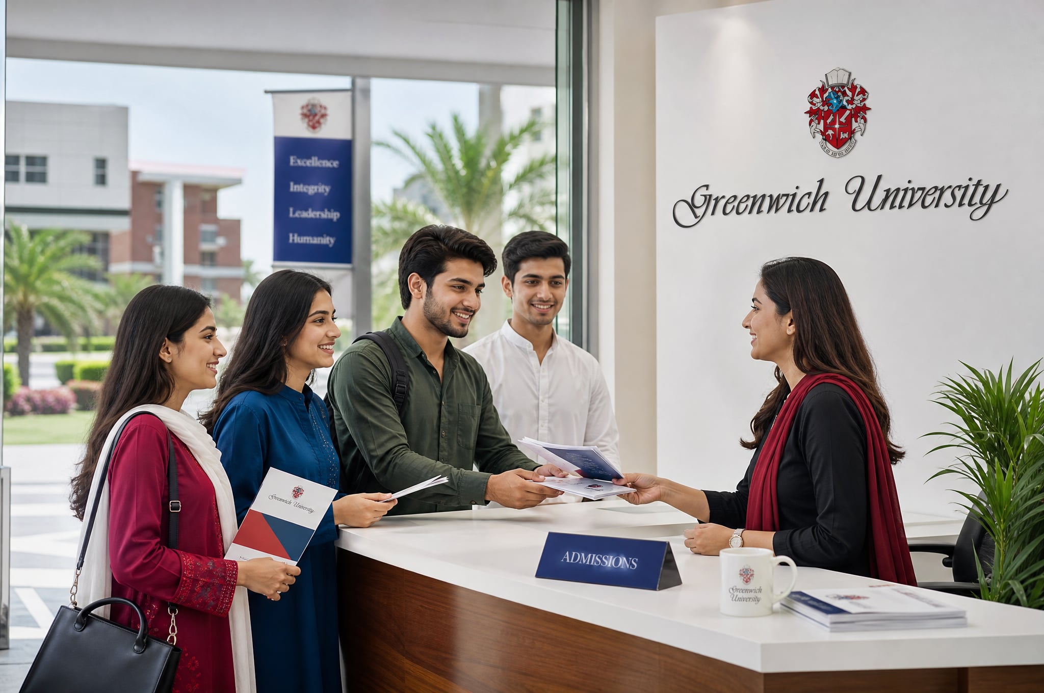 New students enrolling at Greenwich University admissions in DHA, Karachi