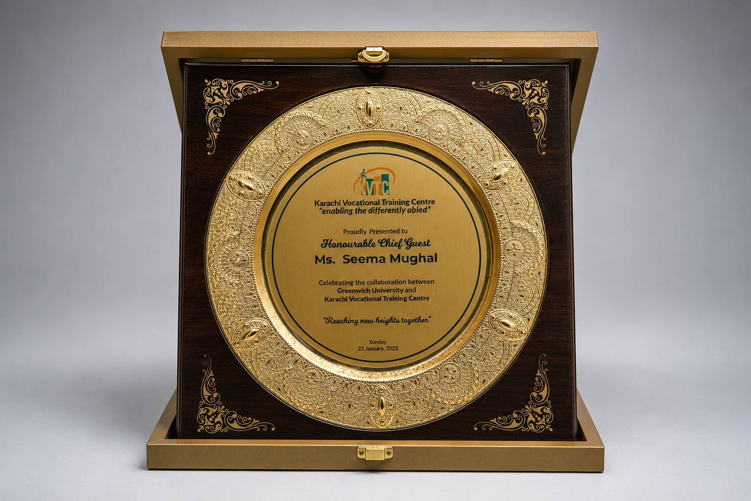 KVTC chief guest award presented to Ms. Seema Mughal, January 2023