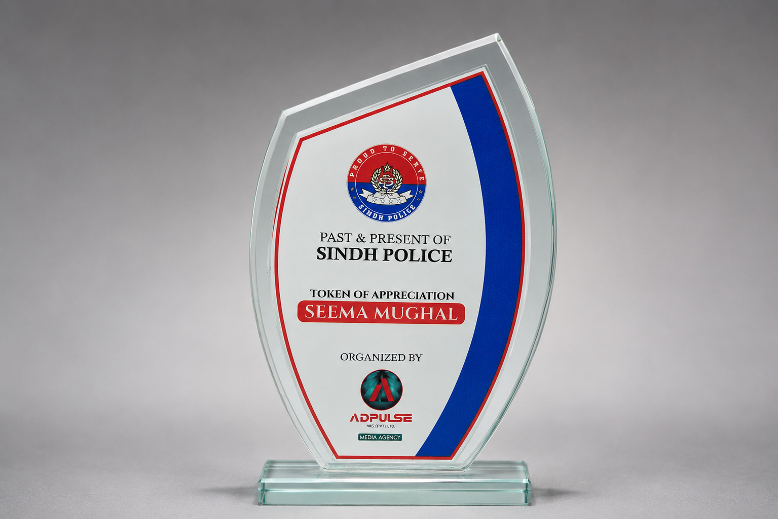Sindh Police token of appreciation for Seema Mughal organized by Adpulse